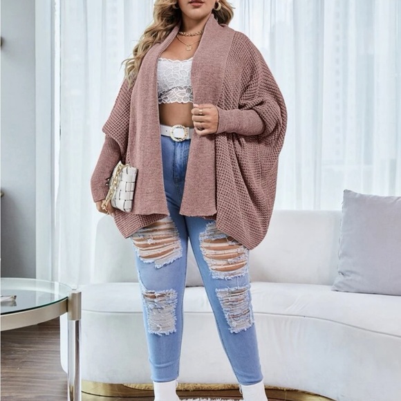 Comfy Plus Size Open Front Shawl Sweater Cardigan - Picture 3 of 5